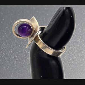 MCM Denmark Signed Poul Warmind Modernist Sterling Silver Amethyst Ring